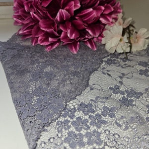Spitze für Dessous nähen-unelastische Spitze 15cm breit /Lace hell grau/Spitze hell grau