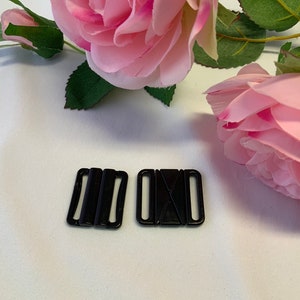 Bikini clasp black bridge 25 mm plastic