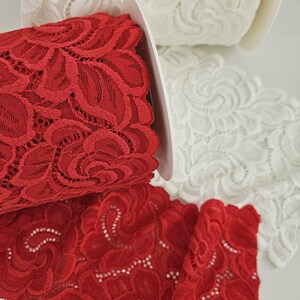 French lace /lace for lingerie sewing red /or champagne/-Elastic lace 16 cm wide