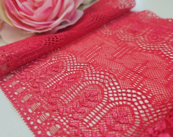 Spitze für Dessous nähen-Elastische Spitze 15cm breit/Lace/pink