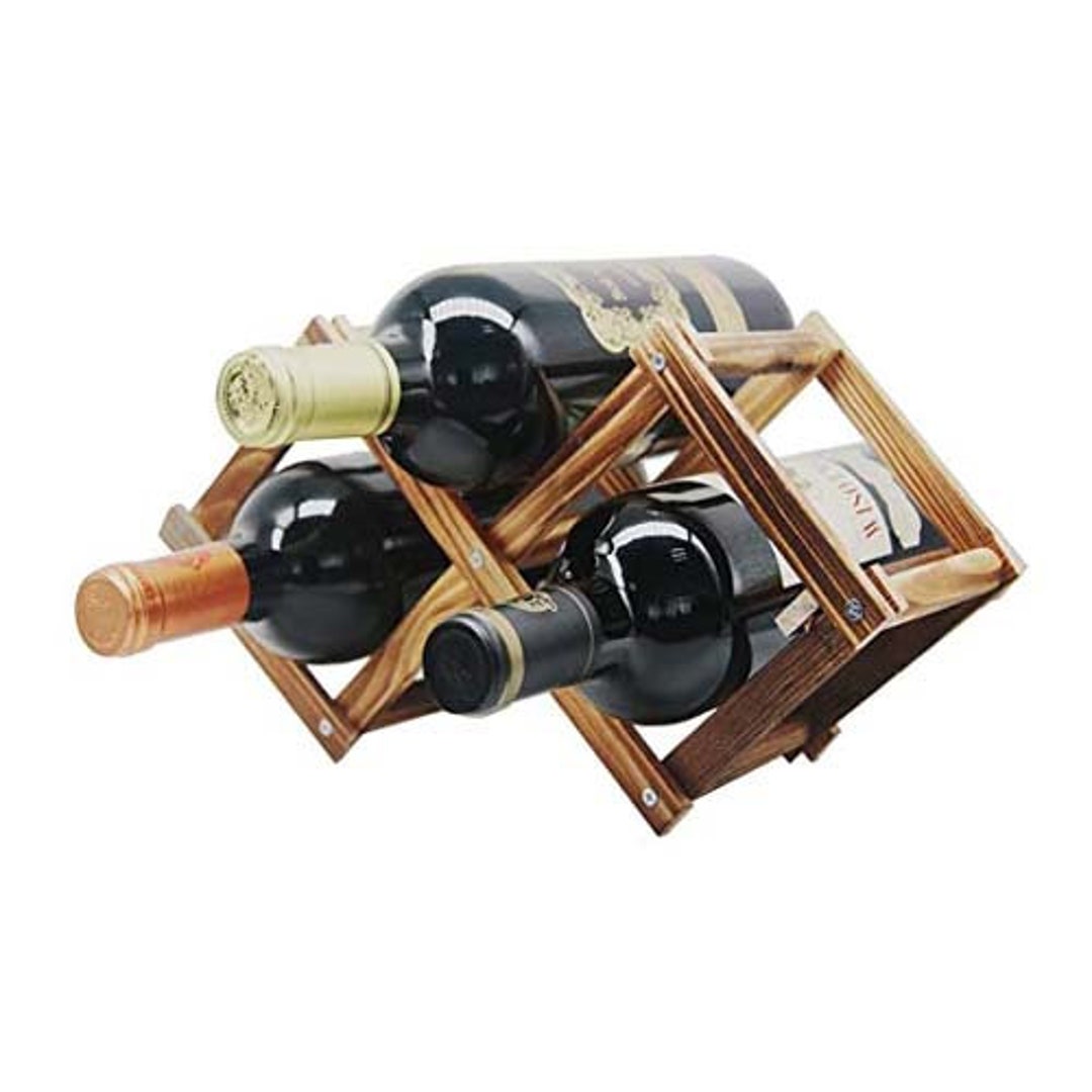 Foldable Wooden Bottle Rack Countertop Stackable Tabletop Etsy