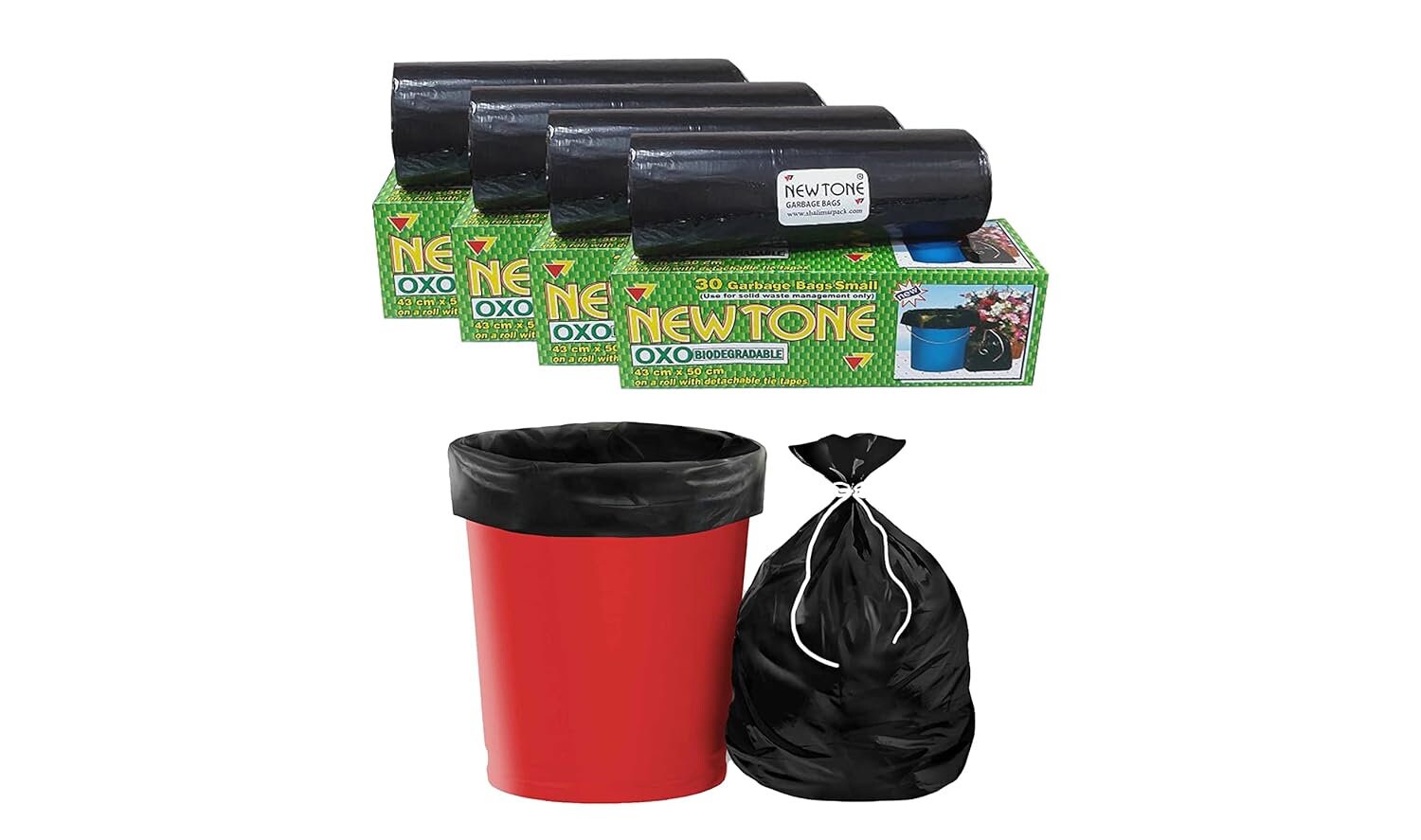 Biodegradable Garbage Bags small Size 43 Cm X 51 Cm 4 Rolls 120 Bags black  Color dustbin Bag/trash Bag black Color 