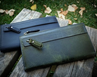 Custom Women Handbag, Handmade Leather Wallet, Black Phone Case, Green Bag for Women, Gift for Daughter, Gift to Wife, Girl Gift, Christmas