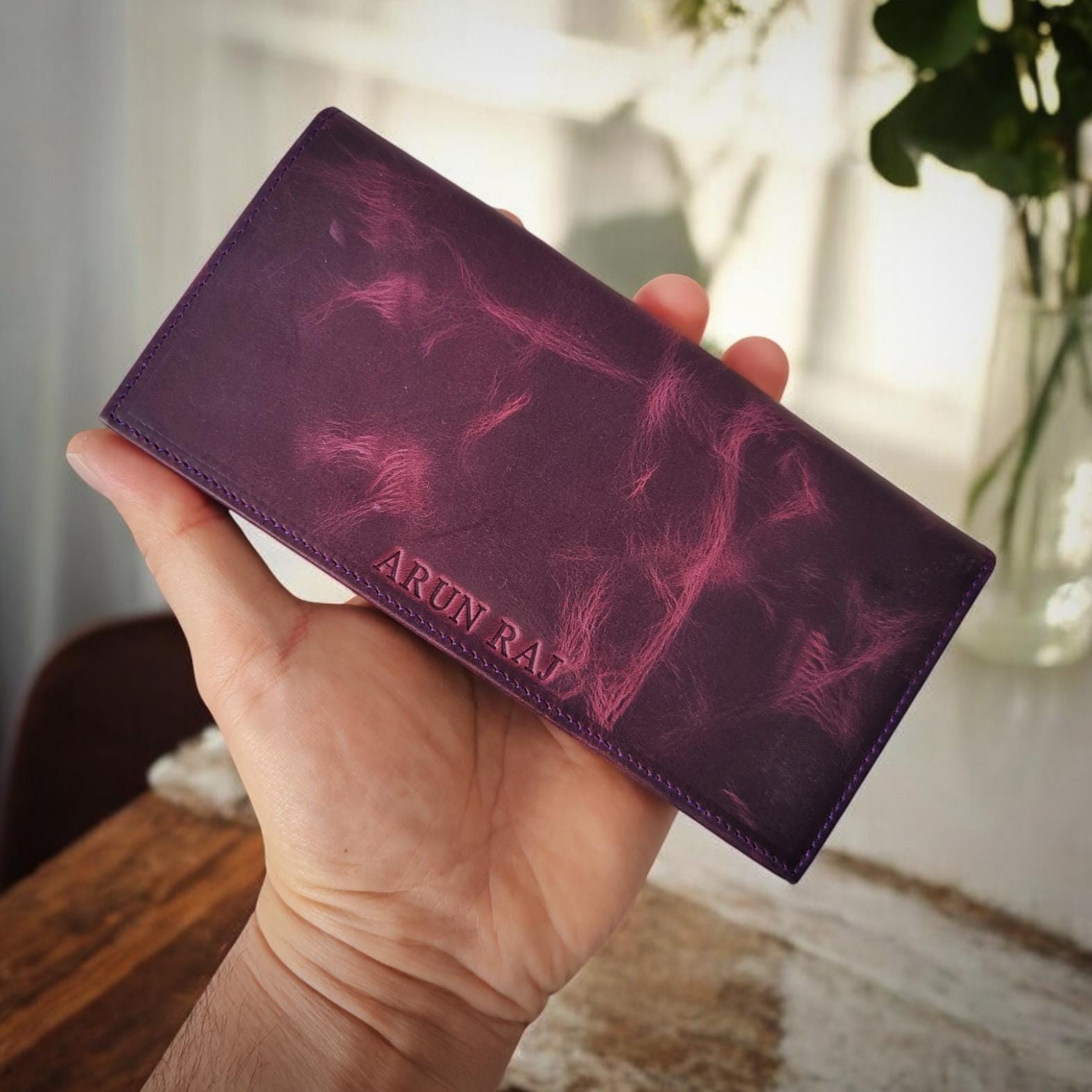 UTO Women's PU Leather Long Wallet Clutch - 5.5" Phone Case, 12 Card Slots, Light Purple - View #5