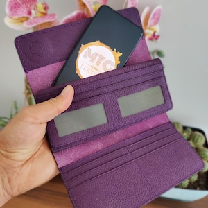 Portefeuille personnalisé pour femme, étui pour téléphone, portefeuille et sac à main, portefeuille en cuir véritable avec compartiment à fermeture éclair pour femme, étui pour iPhone