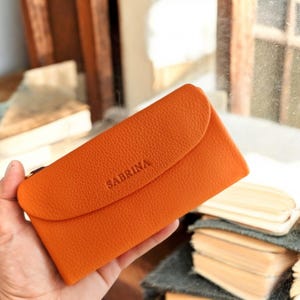 Billetera personalizada - Billetera de cuero genuino - Billetera de mujer - Billetera para iPhone - Billeteras para mujer, Funda de billetera para iPhone - Billetera grabada