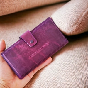Billetera personalizada, billetera para teléfono, billetera para mujer, billetera de cuero para mujer, billetera para teléfono, regalo de Navidad, regalo personalizado para ella
