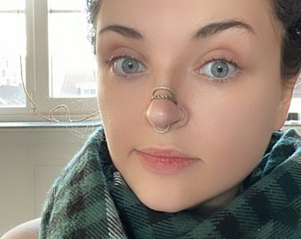 Braids nose bridge cuff, No piercing nose cuff, fake nose ring, pearl nose cuff, nose bridge, nose cuff, large nose cuff, nose jewelry