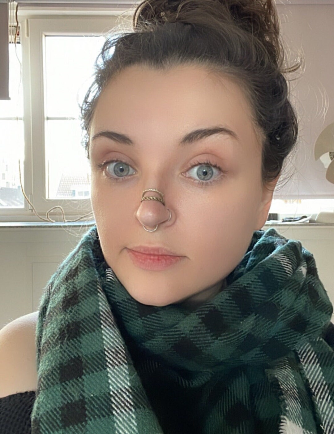 Braids Nose Bridge Cuff, No Piercing Nose Cuff, Fake Nose Ring, Pearl Nose Cuff, Nose Bridge