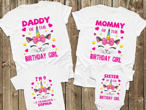 Kawaii Cats Sweeter Girls Birthday Shirt family Matching Shirt