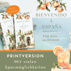 Spar-Challenge Klappkarte "Bienvenido a Espana" als Printversion. In zwei Varianten erhältlich. Spanien Klappkarte