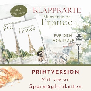 Spar-Challenge Klappkarte "Bienvenue en France" als Printversion. In zwei Varianten erhältlich.