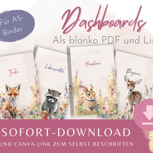 Blank Budgeting Dashboards for A5 Binder Cover Method Covers in Cute Meadow Design, Plus Template Link