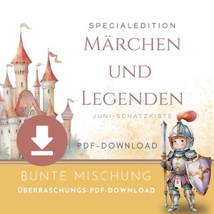 6月 宝箱「おとぎ話と伝説」をPDF形式でダウンロード、A6バインダーの封筒用の節約ヘルパー付きのカラフルなサプライズダウンロード