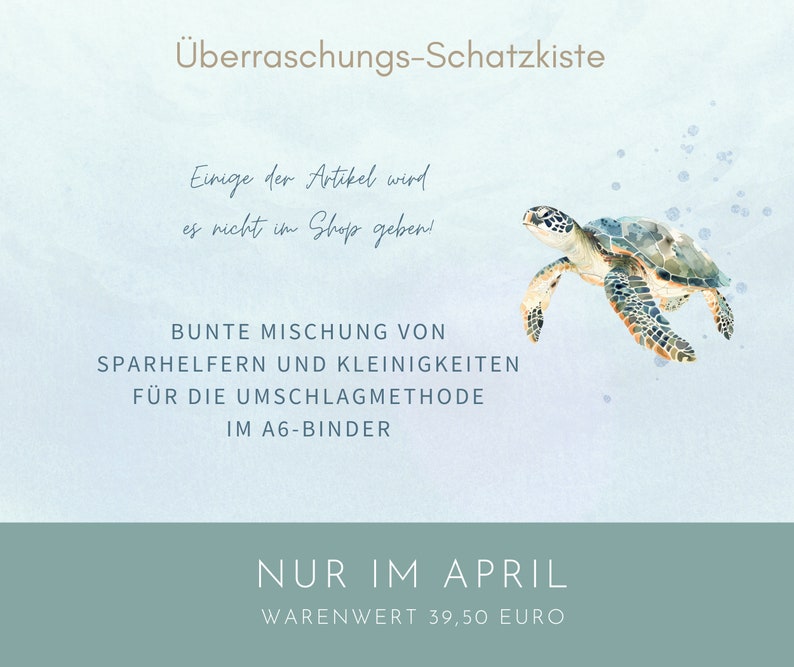 April-Schatzkiste FERNWEH. Überraschungs-Sparhelfer im tropischen Urlaubs-Design für die A6 Umschlagmethode Bild 2