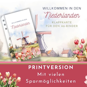 Spar-Challenge Klappkarte "Willkommen in den Niederlanden" als Printversion. Für A6-Binder