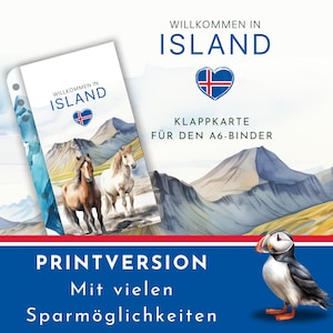 Spar-Challenge Klappkarte "Willkommen in Island" als Printversion. Für A6-Binder