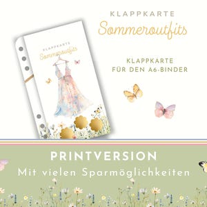 Spar-Challenge Klappkarte "Sommeroutfits" als Printversion. Für A6-Binder