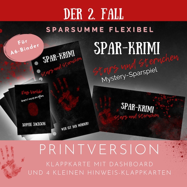 Spar-Krimi Klappkarte, STARS UND STERNCHEN ein Sparspiel zum Rätseln, der 2.Fall