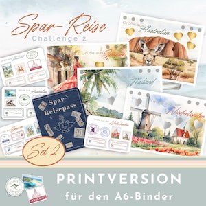 Challenge "SPAR-REISE" Set 2, mit Spar-Pass (geheftet), 4 Challenges und Stickerbögen. Spanien, Thailand, Niederlande und Australien
