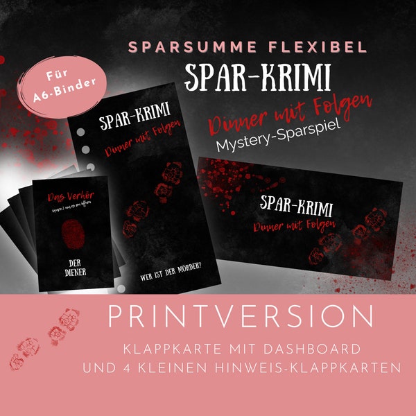 Spar-Krimi Klappkarte, Dinner mit Folgen ein Sparspiel zum Rätseln