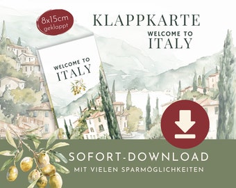 Spar- Challenge Klappkarte "Welcome to Italy" als Sofort-Download im PDF Format.