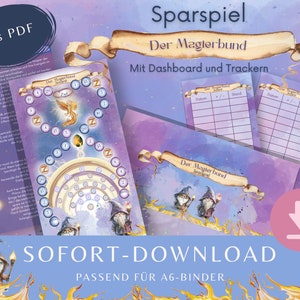 Savings game with dashboard and two trackers as instant download in PDF format. The magic bond - awaken the phoenix, variable savings amount