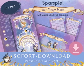 Savings game with dashboard and two trackers as instant download in PDF format. The magic bond - awaken the phoenix, variable savings amount