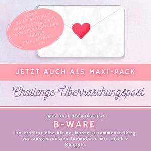 Überraschungs- Challenges in Printversion B-Ware mit bunter Mischung an Sparhelfern.