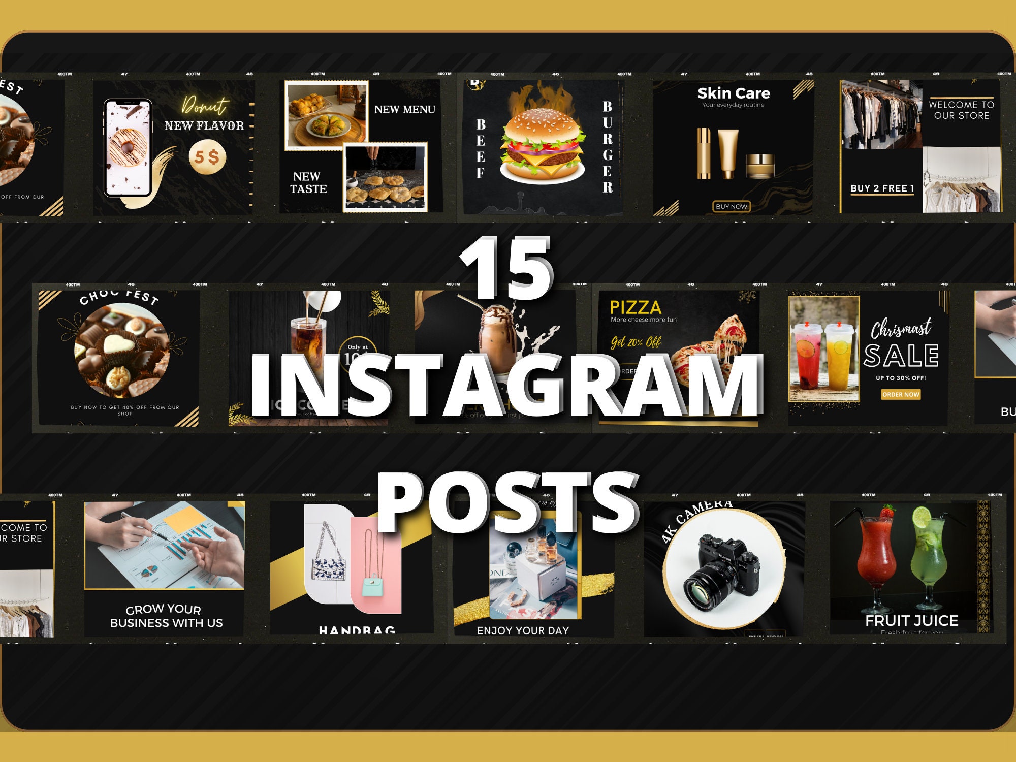 Black and Gold CANVA Templates - Etsy