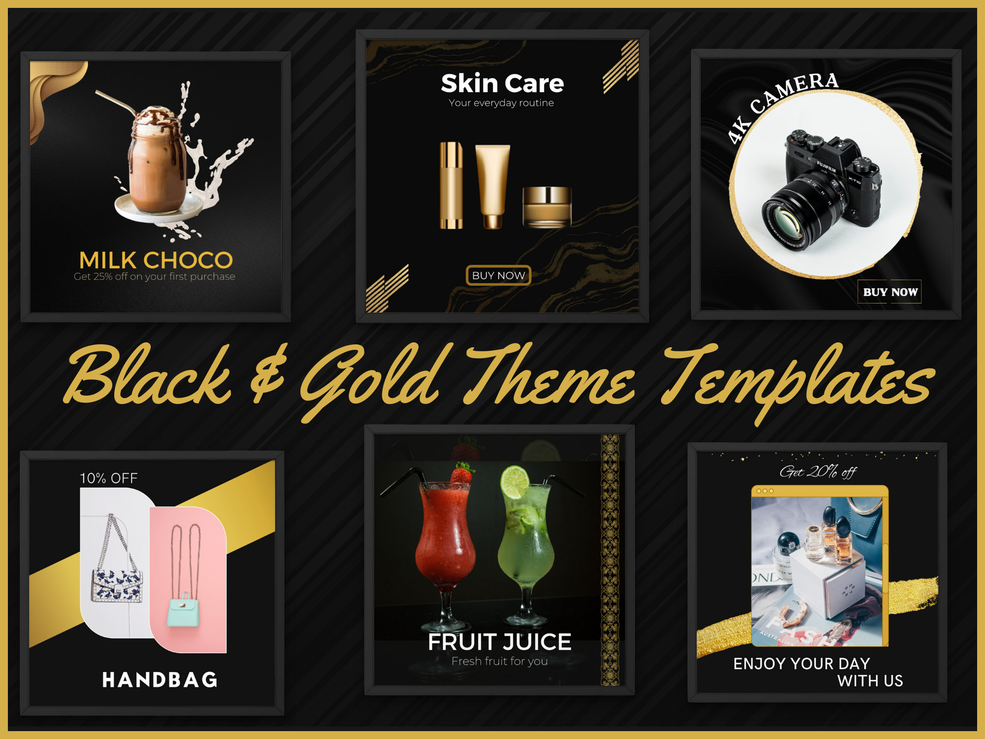 Black and Gold CANVA Templates - Etsy