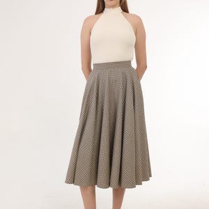 Wool Skirt, Custom Tailoring Skirt,Full Circle Skirt,Flared Skirt, Plaid Skirt
