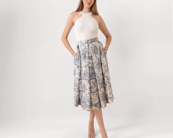 Personalized  Skirt, Pleated Skirt With Pockets, Linen Skirt, Pleated Skirt. Custom Made Skirt