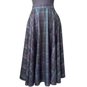 Wool Skirt, Custom Tailoring Skirt,Full Circle Skirt,Flared Skirt, Plaid Skirt