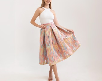 Personalized  Skirt, Pleated Skirt, Multicolored Skirt, Long Skirt, Custom Made Skirt, Brocade Skirt, Glitter Skirt