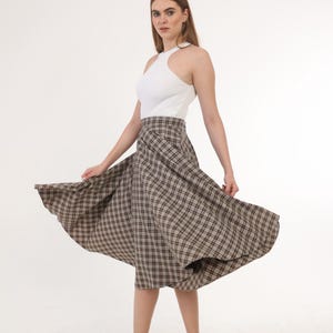 Wool Skirt, Custom Tailoring Skirt,Full Circle Skirt,Flared Skirt, Plaid Skirt