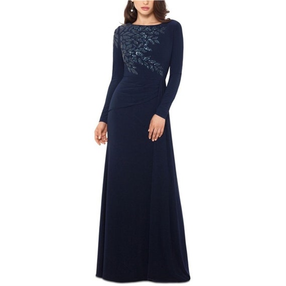 blue sequin mother of the bride dress Ever-Pretty Glamorous Double V Neck Sequin Ruffle Sleeve Maxi Formal Evening Dress