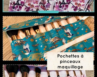 Trousse a pinceaux de maquillage en tissus-8 compartiments.