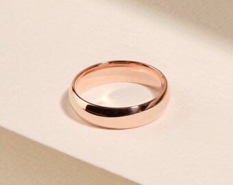 14k Solid Gold 5mm Dome Wedding Band / 14k Rose Gold Wedding Ring for Men and Women / Classic Dome Gold Wedding Band in 14k, 18k