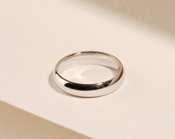 Aliança de casamento em ouro maciço 14k com 4 mm de diâmetro e formato abaulado / Aliança de casamento em ouro branco 14k para homens e mulheres / Aliança clássica em ouro 10k, 14k e 18k