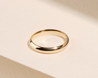 14k Solid Gold 3mm Dome Wedding Band / 14k Yellow Gold Wedding Ring for Men and Women / Classic Dome Gold Wedding Band in 10k, 14k, 18k