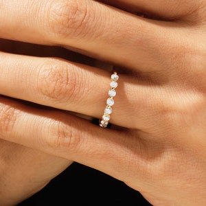 Shared Prong Nine Stone Anniversary Band (0.45 ct)/ Prong Set Nine Stone Simulated Diamond Anniversary Ring/ Moissanite Anniversary Ring