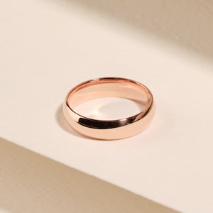 14k massief gouden 5mm dome trouwring / 14k rose gouden trouwring voor mannen en vrouwen / klassieke dome gouden trouwring in 14k, 18k