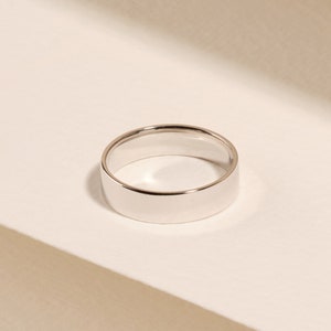 14k massief goud 5mm platte trouwring / 14k witgouden trouwring voor mannen en vrouwen / eenvoudige effen gouden trouwring in 10k, 14k, 18k