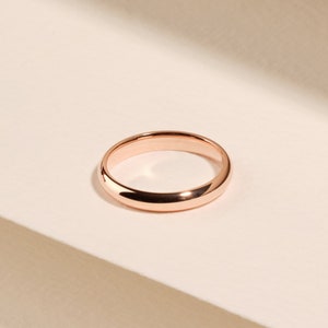 14k Solid Gold 3mm Dome Wedding Band / 14k Rose Gold Wedding Ring for Men and Women / Classic Dome Gold Wedding Band in 14k, 18k