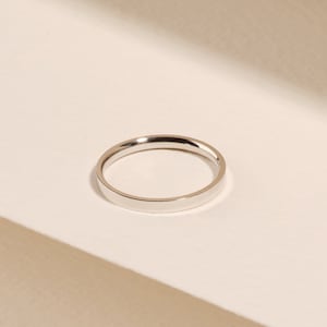 Alianza de boda plana de oro macizo de 14 k de 2 mm / Anillo de boda de oro blanco de 14 k para hombres y mujeres / Alianza de boda fina de oro de 10 k, 14 k, 18 k / Clásico