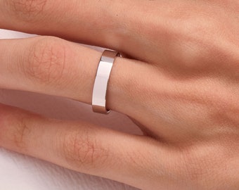 18K Gold Classic Flat Wedding Band, Comfort Fit Wedding Ring for Men and Women, Polished