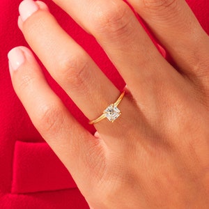 Knife Edge Asscher Cut Solitaire Moissanite Engagement Ring / 1.00 - 1.50 - 2.00 CT Brilliant Moissanite Solo Ring in 14K Gold