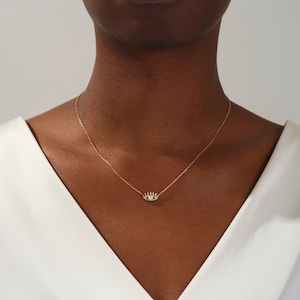 14k Evil Eye Necklace / Evil Eye with Eyelashes / Dainty Protection Necklace For Her / Silver Evil Eye Necklace / Good Luck Charm for Her