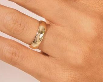 14K Gold Lightweight Dome Wedding Band, 5mm, Ultralight Comfort Fit Ring